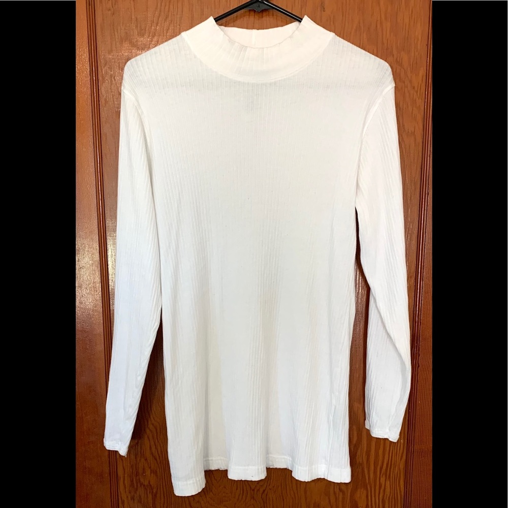 Hunt Club White Ribbed Mock Turtleneck Sz M
